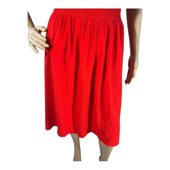 H &M Women Size XS Red Dress Tie Neck Bohemian Short Sleeve Stretch Waist - Picture 6 of 16